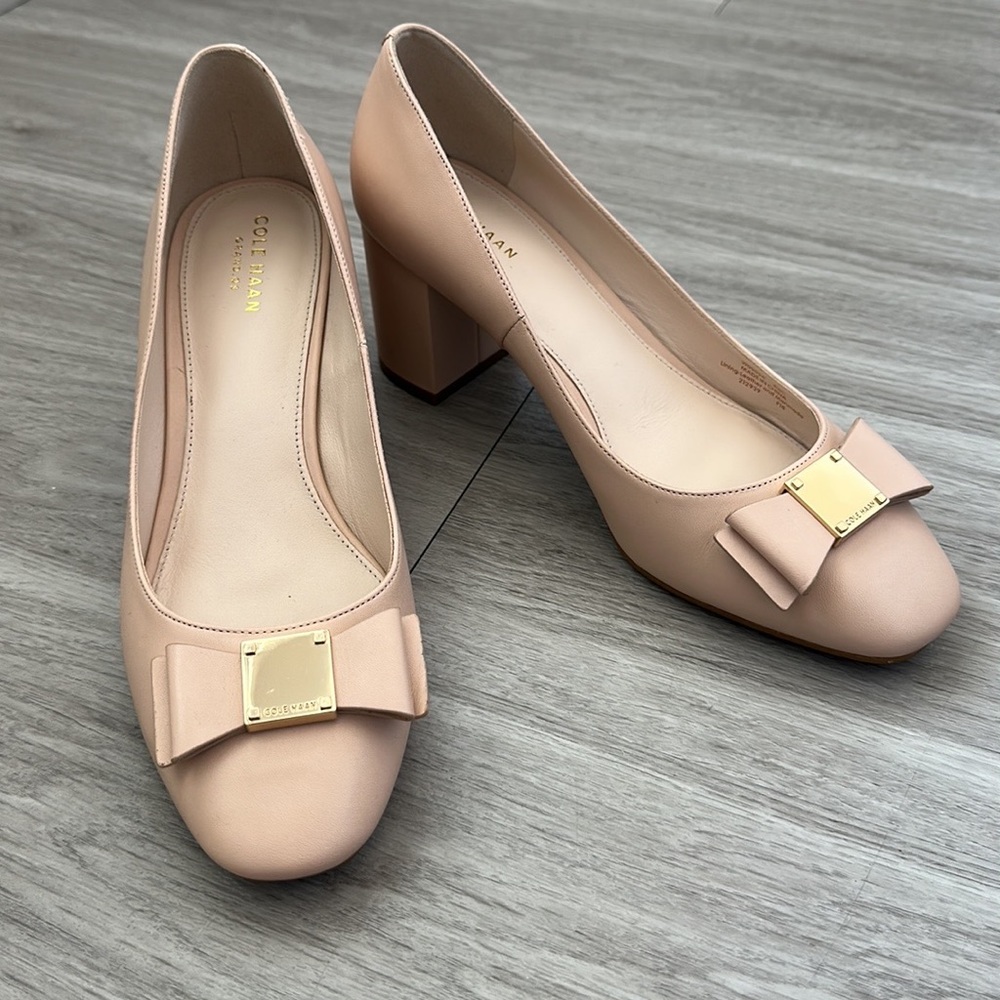 Cole Haan Pink Heels with Bow Accent